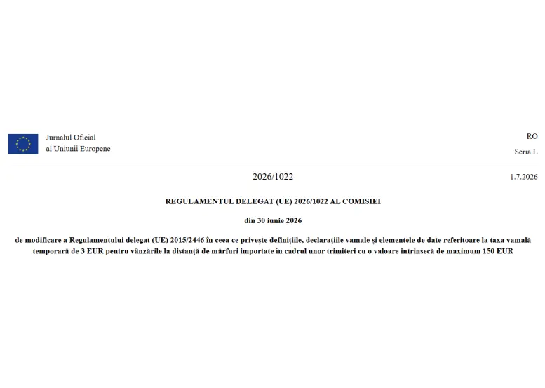 eCommerce - Regulamentul modifică actul delegat din CVU (Codul Vamal al Uniunii)